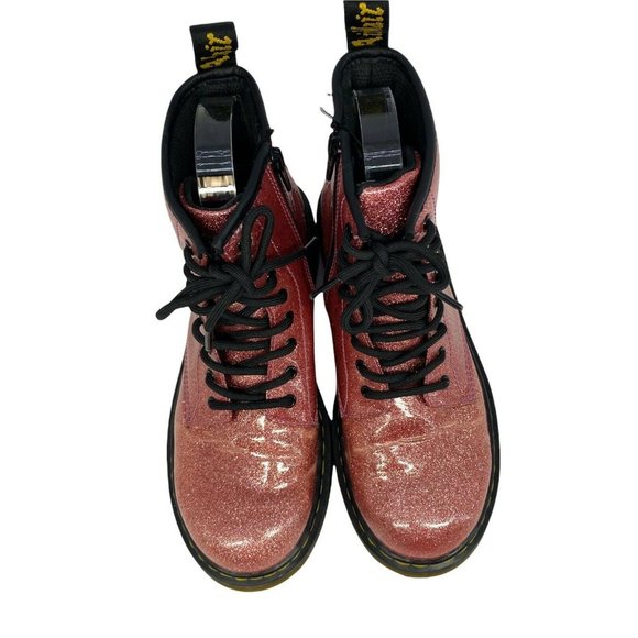 Dr. Martens Womens Delaney 1460 Pink Glitter Leather Lace Up Combat Boots Size 5 - Picture 4 of 6